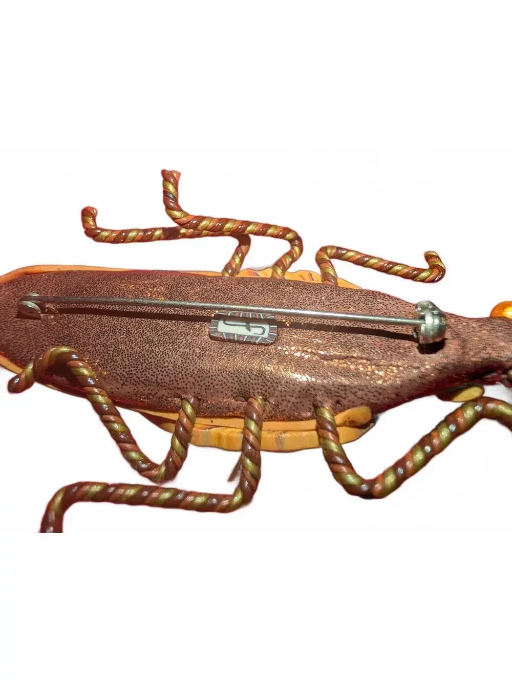 Vintage Joyce Fritz signed Roach Brooch Pin with Twisted Legs